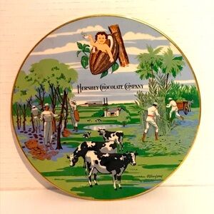 American Vintage Decorative Plate with Green and Blue Accents